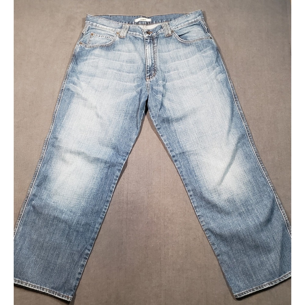 Mavi Max Jeans Mens 36/30 Light Wash Blue Straight Leg Relaxed Fit Denim